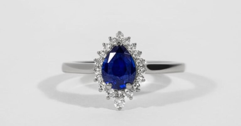 Diamond and Blue Diamond Engagement Ring